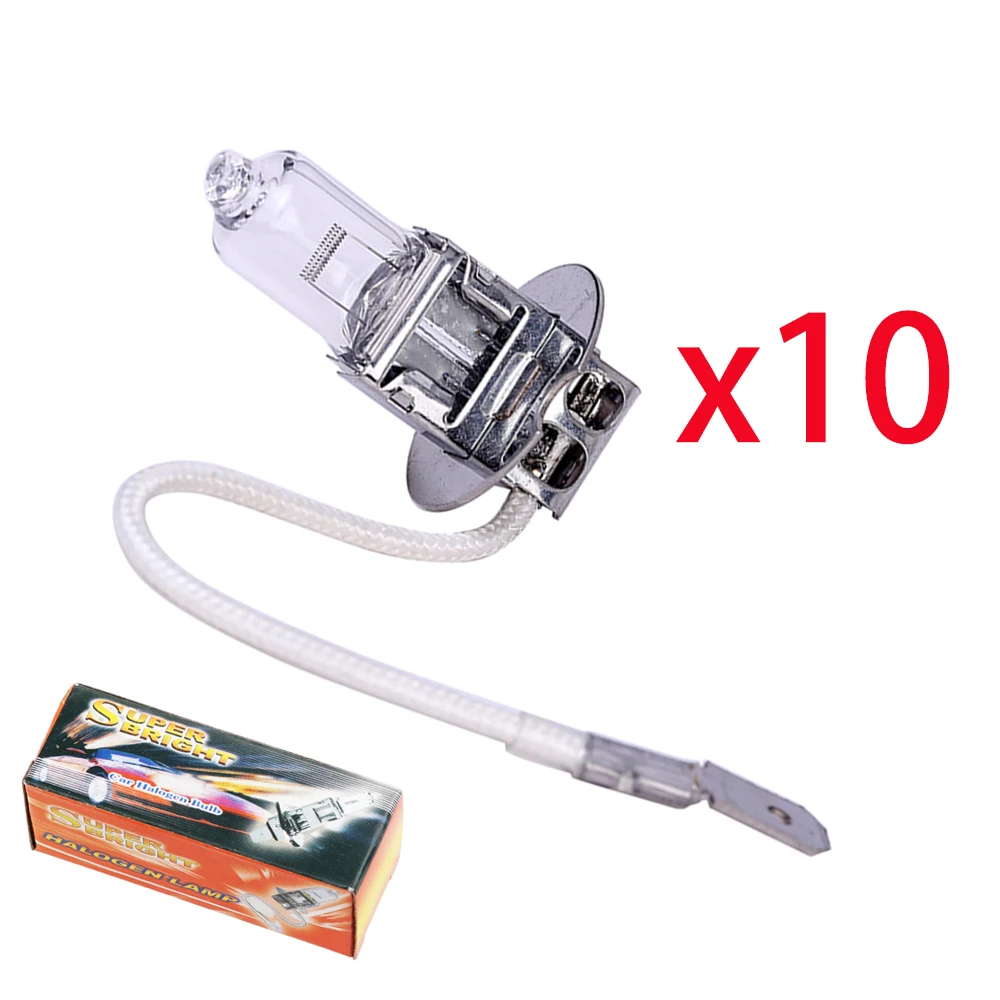 10Pcs H3 55W Car Accessories Halogen Bulb Light White Light Car Led Headlight 12V Lamp Lighting Car Headlight Bulbs Xenon