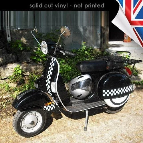 Per X2 80X7Cm Chequer Stripe-Nero/Bianco-Vinile-Vespa Lambretta