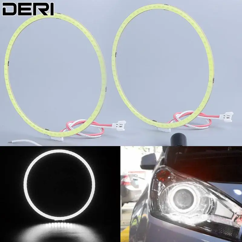 Cob Led Headlight Halo Ring White Angel Eye Light 70Mm 80Mm 100Mm Lampada Di Segnalazione Di Guida Per Auto Auto Suv Off-Road Moto Fari