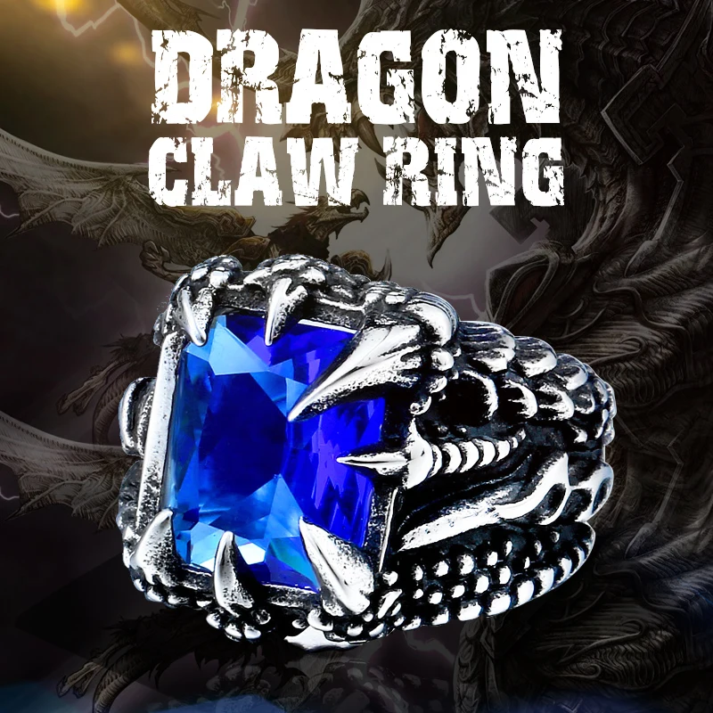 Raffreddare Dragon Claw Anello Con Rosso/Blu/Nero Pietra Dell'Acciaio Inossidabile Dell'Uomo Hiqh Qualità Dei Monili Di Prezzi All'Ingrosso Br8-178