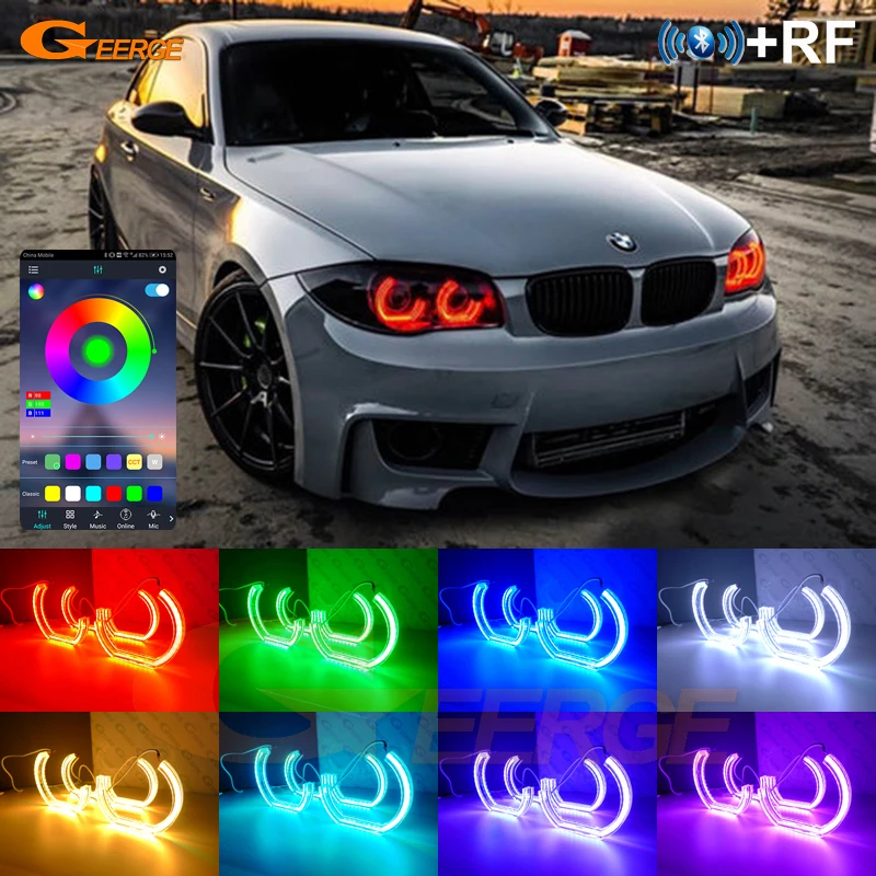 Per Bmw Serie 1 E82 E88 E87 E81 Rf Remote Bluetooth App Multi Color Crystal Dtm M4 Style Rgb Led Angel Eyes Kit Halo Rings