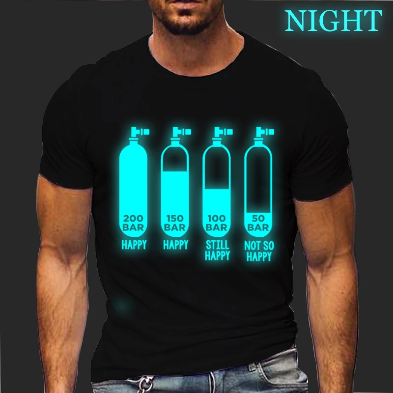 Diver 200 Bar Magliette Divertenti Uomo Estate Luminoso Harajuku Manica Corta Streetwear Top Abbigliamento Oversize Scuba Diving Uomo Tees
