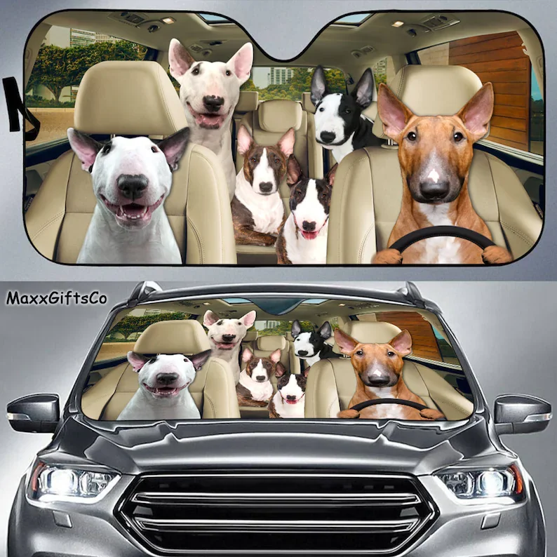 Bull Terrier Parasole Per Auto, Parabrezza Bull Terrier, Parasole Per Famiglie Di Cani, Accessori Per Auto Bull Terrier, Gif Per Amanti Di Bull Terrie