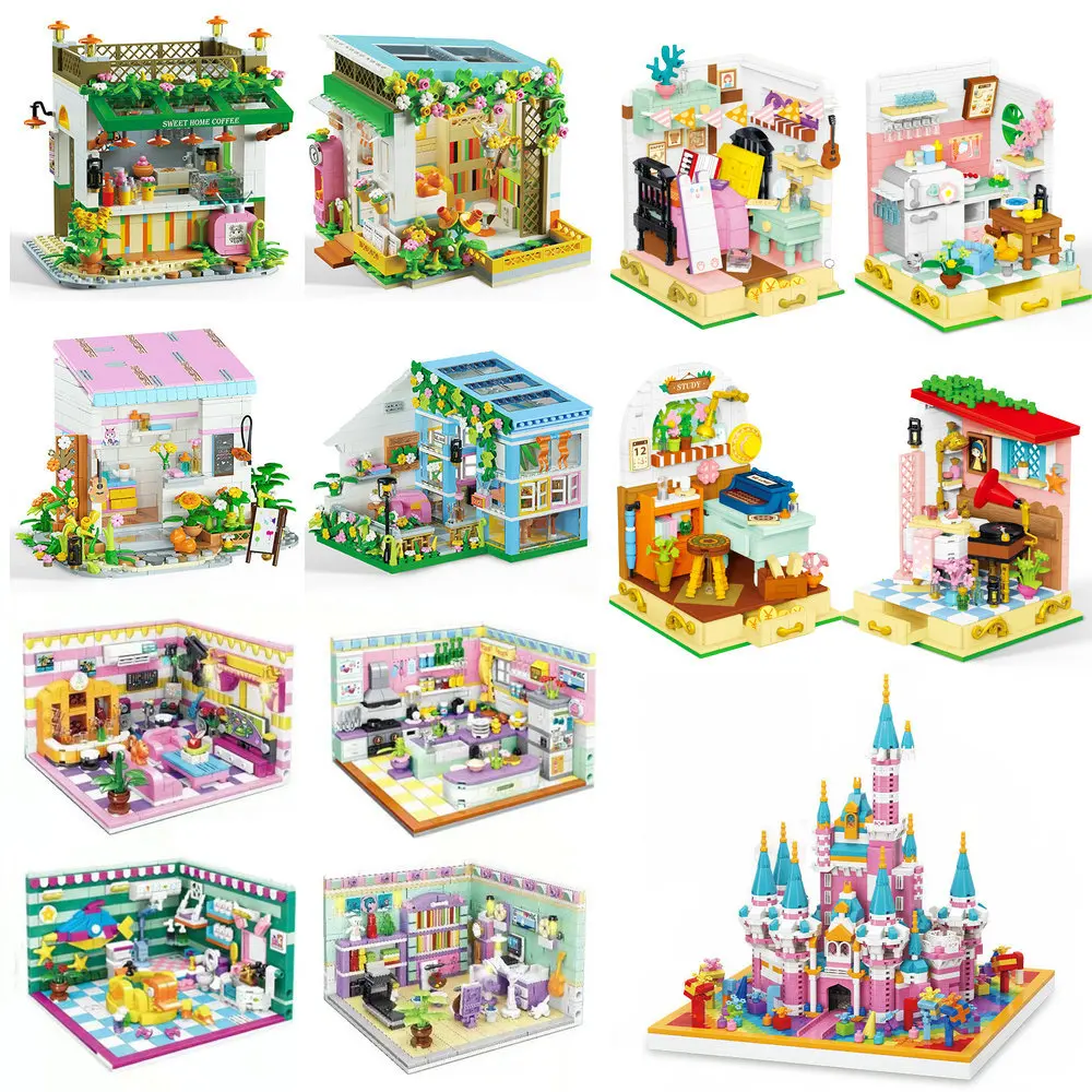 Ragazze Assemblaggio Gioco Building Blocks Princess Shop Garden Studio Room Play Space Model Gifts Toy Garden Compatibile Con Lego