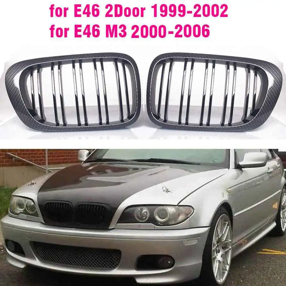 Cofano Anteriore Color Fibra Di Carbonio Rene Griglia Di Lusso Snap-On Per Bmw 330Ci Coupe Cabriolet Pre-Facelift Per E46 2 Porte 1999-2002