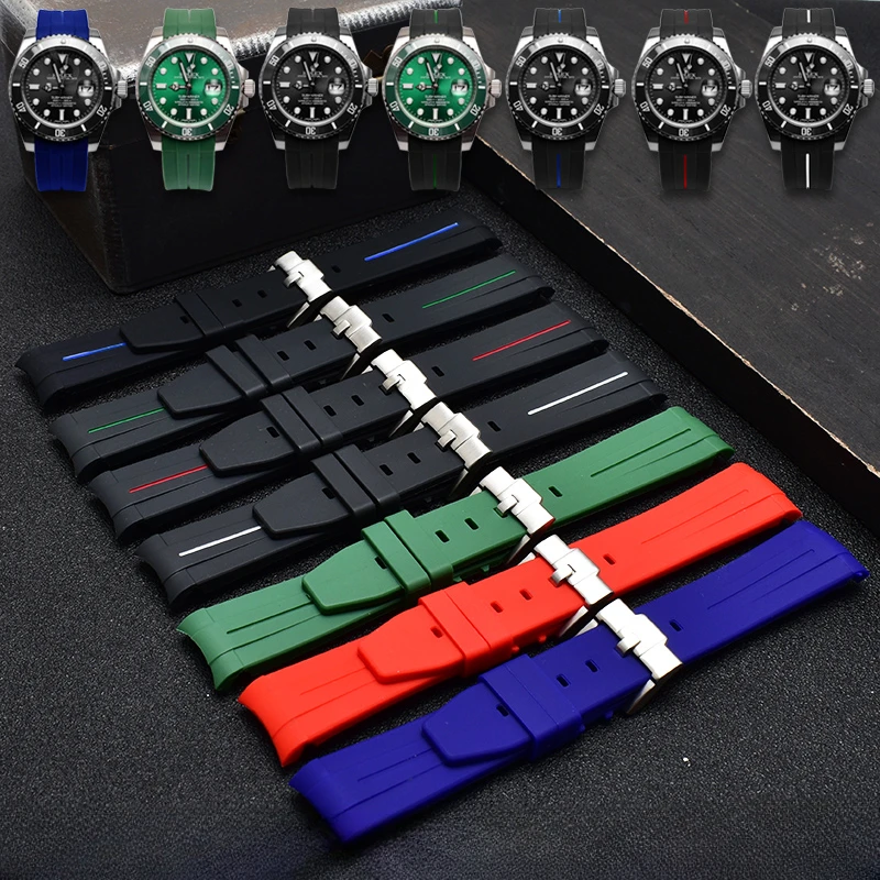 Per Rolex Black Water Ghost Cinturino Per Orologio In Gomma Flessibile Durevole Black Blue Line Air Overlord 116900 Series Cinturino In Silicone