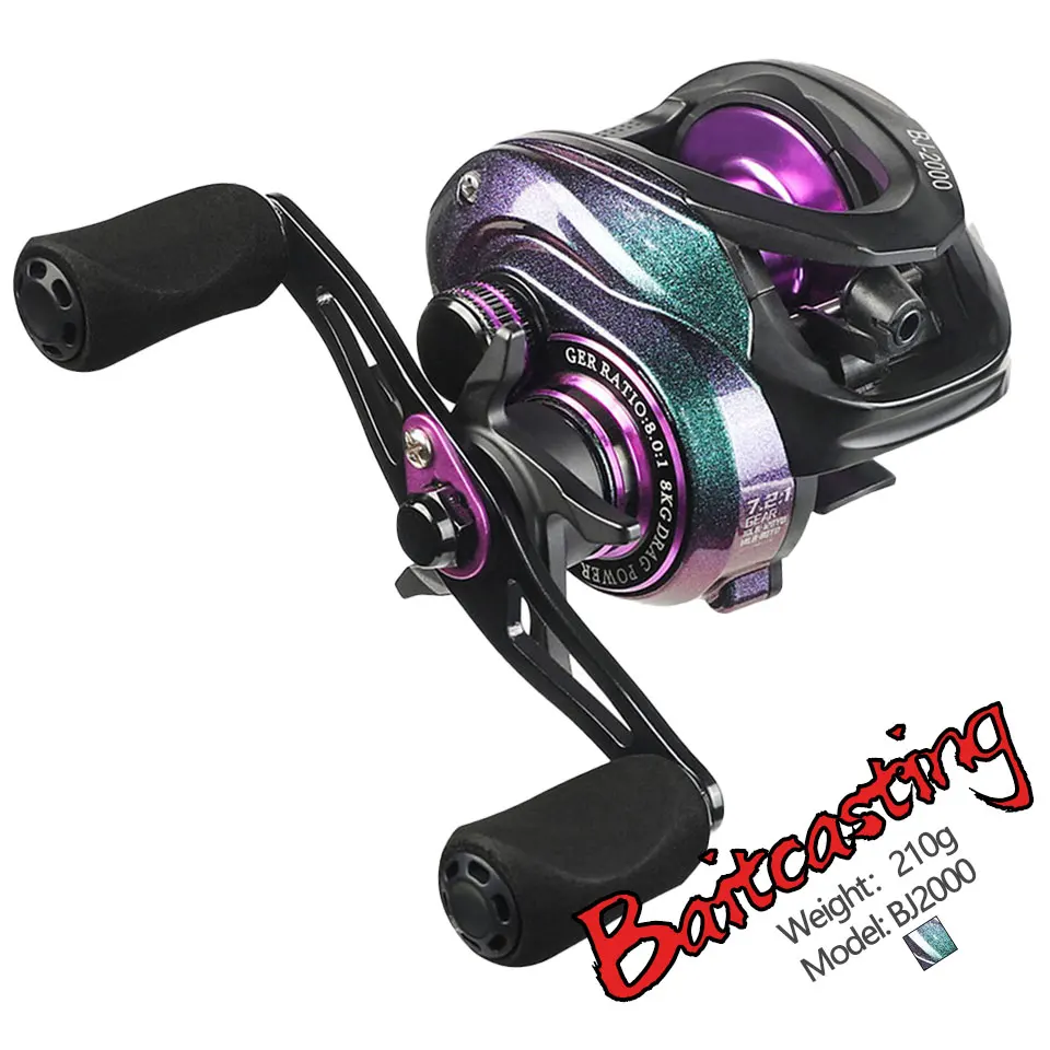 New Bj2000 5+1Bb Baitcasting Reel Max Drag 8Kg Big Pulling Fishing Reel  For Saltwater Spinning Casting Carp Pesca Tackle