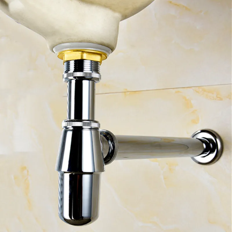 Lavabo Scarico Pop-Up Cromato Nuova Trappola Per Bottiglie Filtro Rotondo In Acciaio Inossidabile Sifone P-Trap Kit Bagno Vanity Basin Pipe Waste