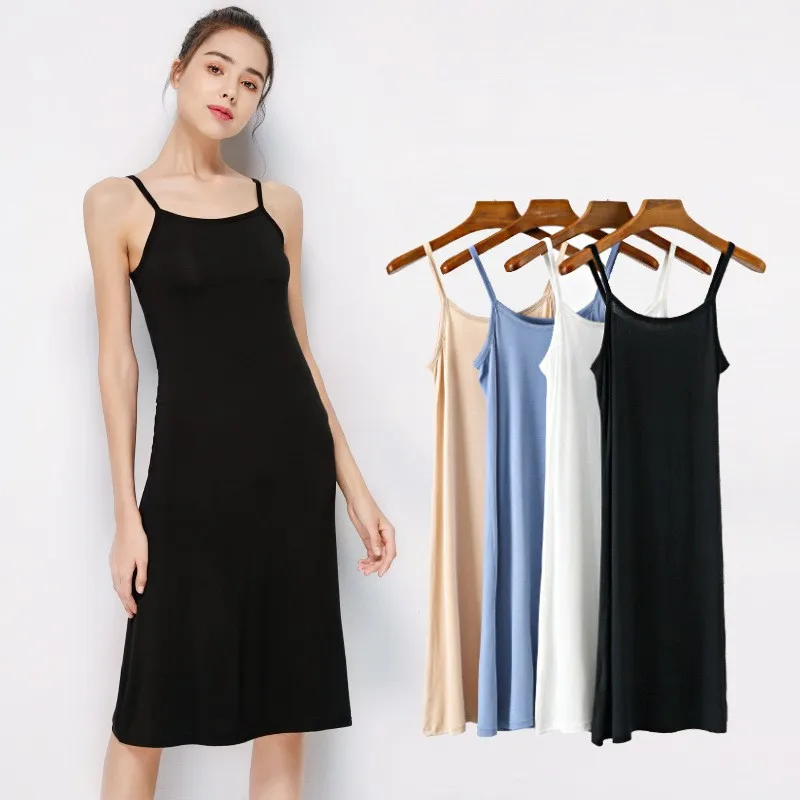 Camisole Da Donna Full Slips Dress Con Spallacci Abito Lungo Sotto Sottogola Solida Sottoveste Interna Altezza Da 90 A 120Cm