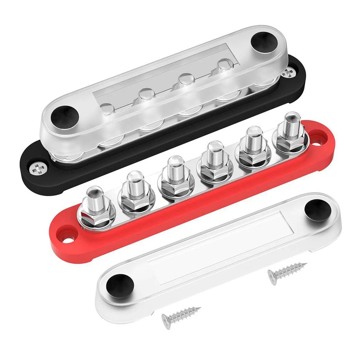 12 V Bus Bar 6X 5/16 Pollici (M8) Terminali Prigionieri Blocco Di Distribuzione Dell'Alimentazione Da 12 Volt Con Coperchio Batteria Bus Bar 12 V-48V 
