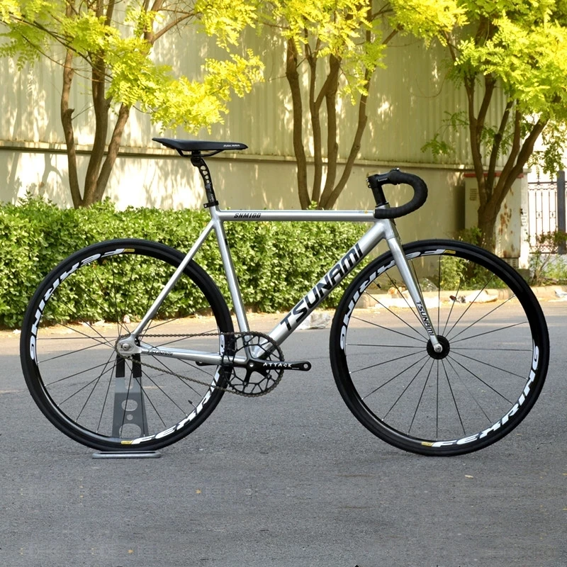 Tsunami Snm100 Bici A Scatto Fisso Telaio In Alluminio Single Speed Fixie Bike Track Bicicletta Fixie Bicicletta Argento 49Cm 52Cm 55Cm 59Cm