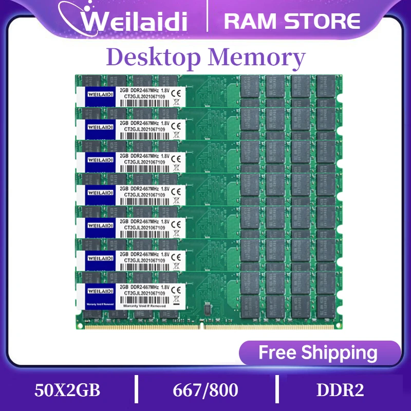 Weilaidi Desktop Ram Ddr2 1Gb 2Gb 2G Pc2-6400 800Mhz Pc2-5300 667Mhz Pc Dimm Memoria 240 Pin Per Computer Intel Amd