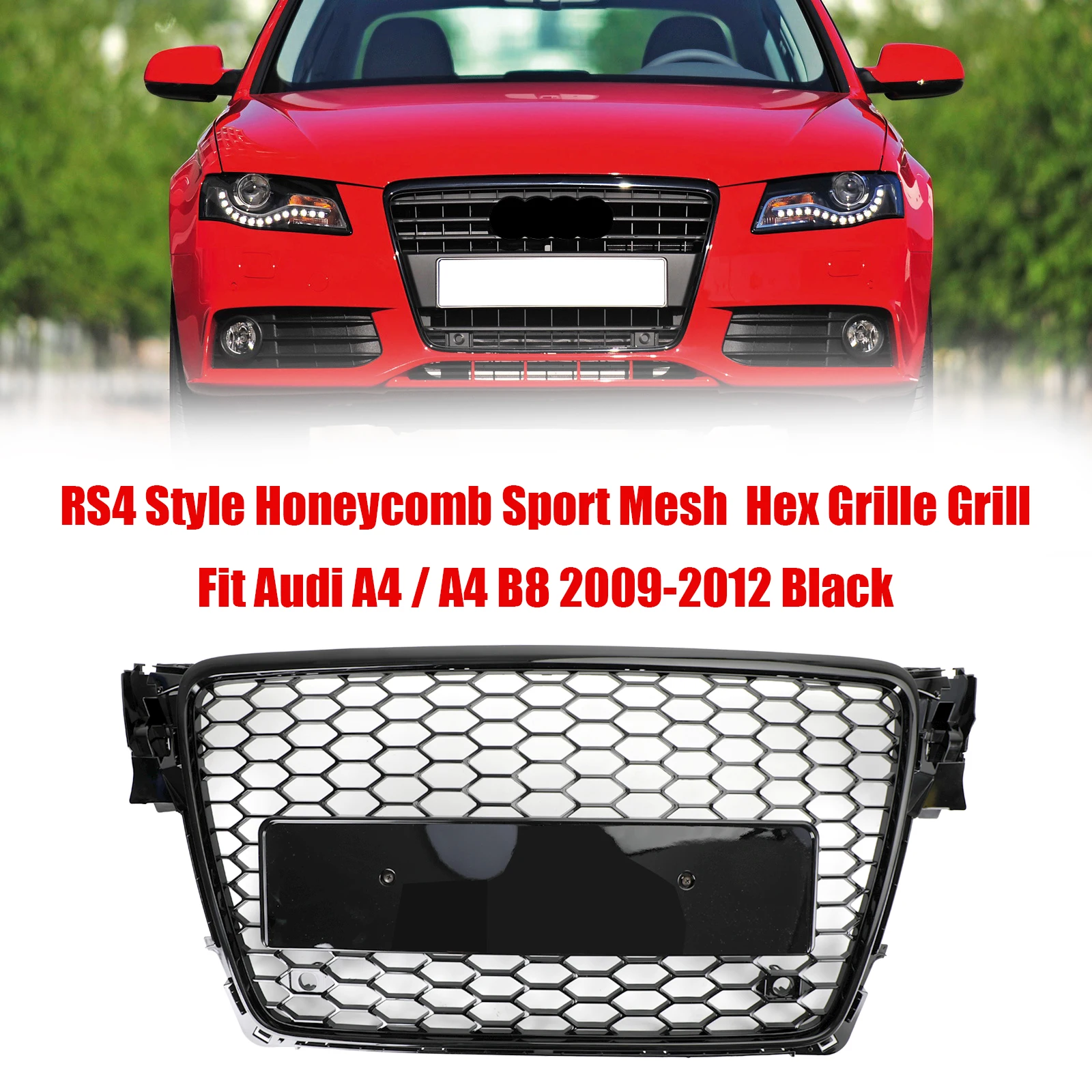 Artudatech Rs4 Style Honeycomb Sport Mesh Griglia Esagonale Adatta Per Audi A4/S4 B8 2009-2012 Accessori Per Auto