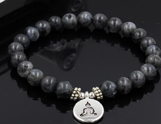 8Mm Hh3 Elastico Regolato Charm Nature Stone Bead Reiki Glassato Agata Onice Lotus Life Tree Buddha Head Bracciale