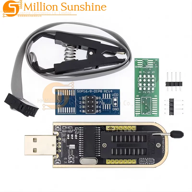 Ch341A 24 25 Series Eeprom Flash Bios Modulo Programmatore Usb + Soic8 Sop8 Clip Di Prova Per Eeprom 93Cxx / 25Cxx / 24Cxx Kit Fai Da Te