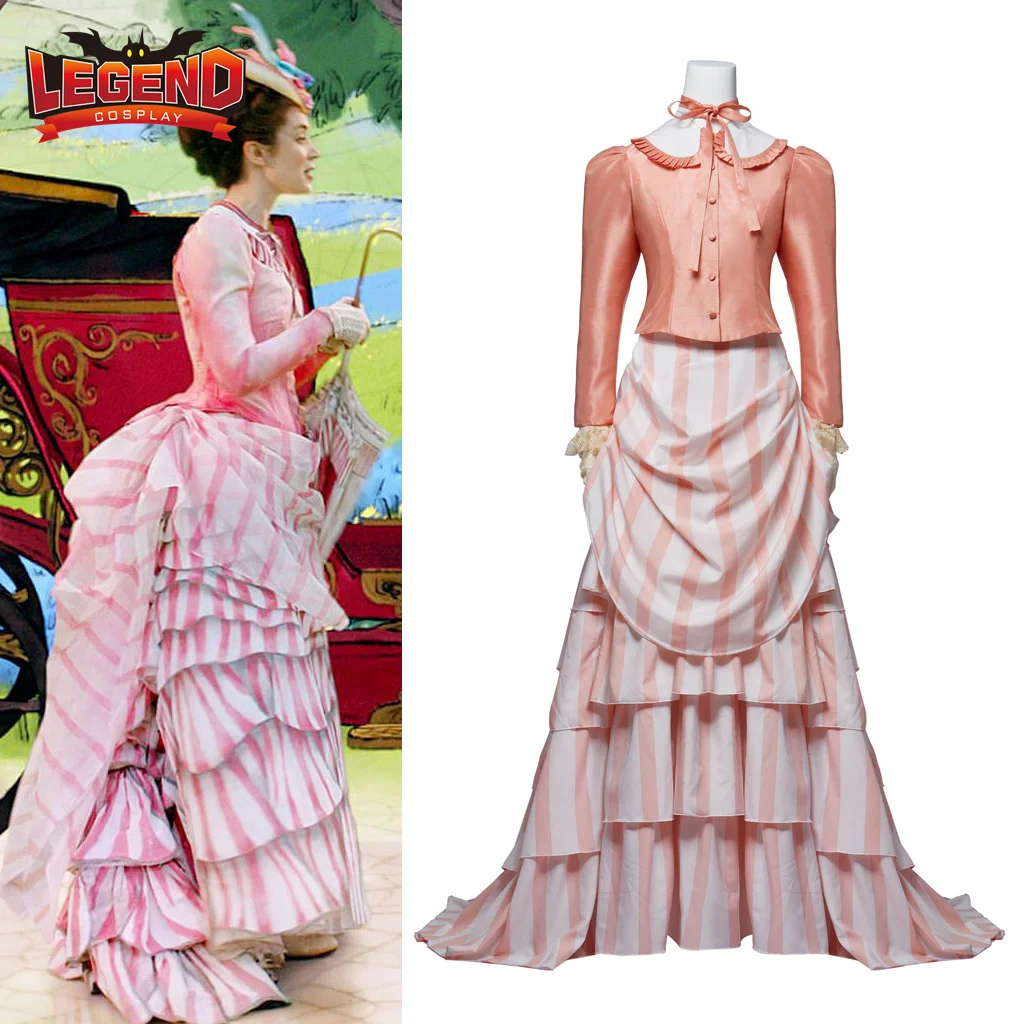 Mary Cosplay Poppins (Costume Abito Rosa Vintage Vittoriano 1800 Abito Da Ballo Guerra Civile Abito Da Trambusto Vittoriano Per Donna