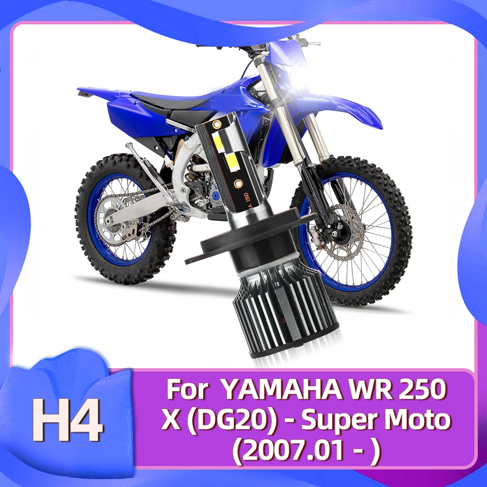 Lampadina Led H4 12V 50W 7500Lm Per Yamaha Wr250X (Dg20) -Super Moto 2007 2008 2009 2010 2011 2012 2013 2014 2015 2016 2017 2018