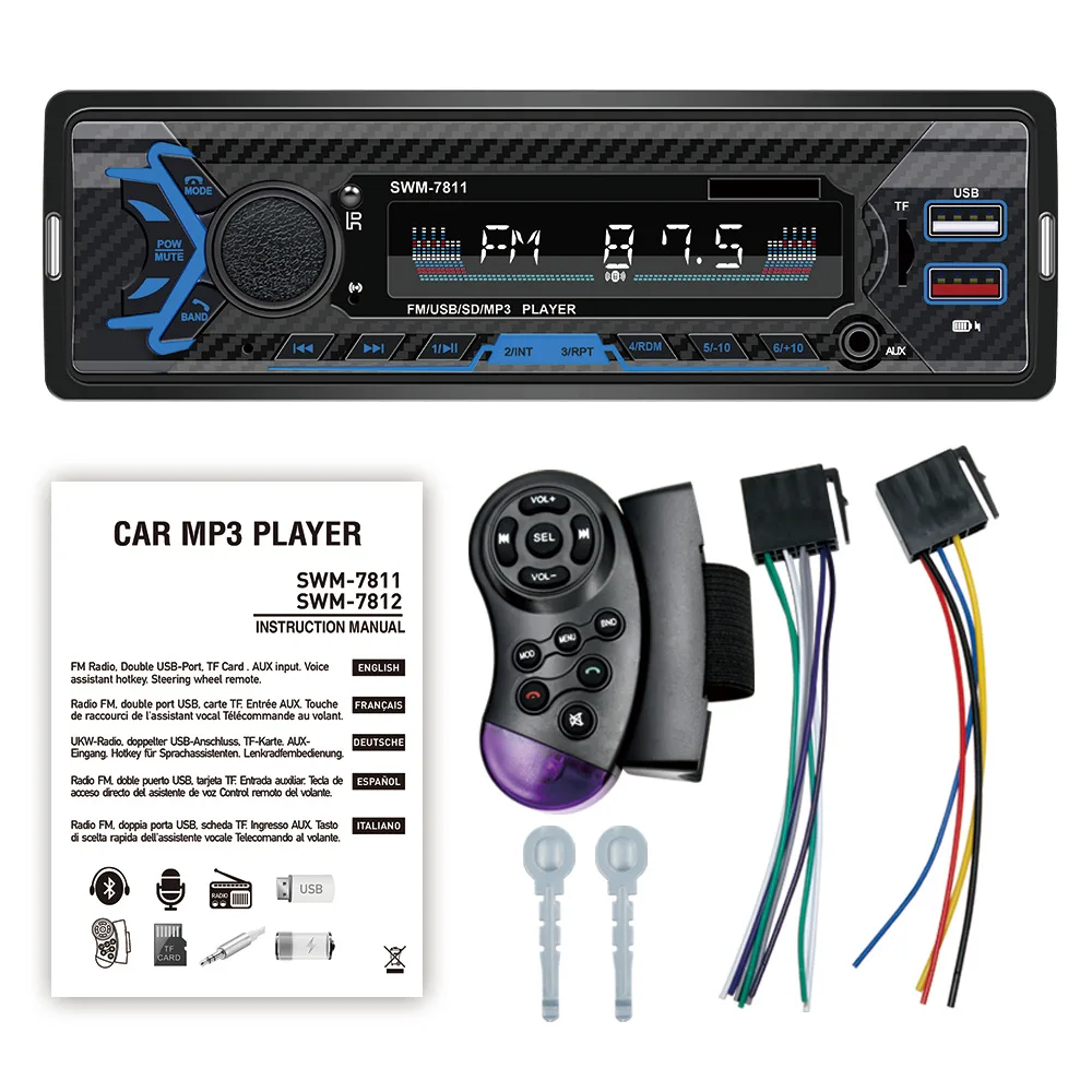 Autoradio Lettore Radio Mp3 Usb Sd Card Bluetooth Autoradio Aux Lettore Multimediale Per Auto In-Put