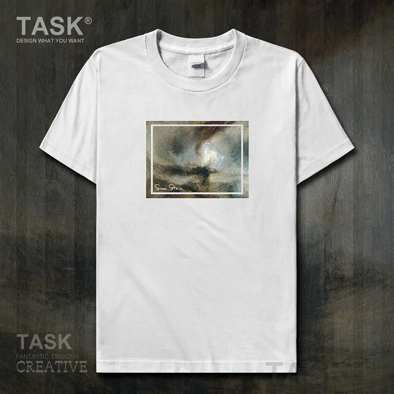 Mondo Famoso Dipinto Serie T-Shirt Joseph Turner Nuova Arte Pittura Tempesta Di Neve Vestiti Del Manicotto Del Bicchierino Di Estate Del Cotone Street