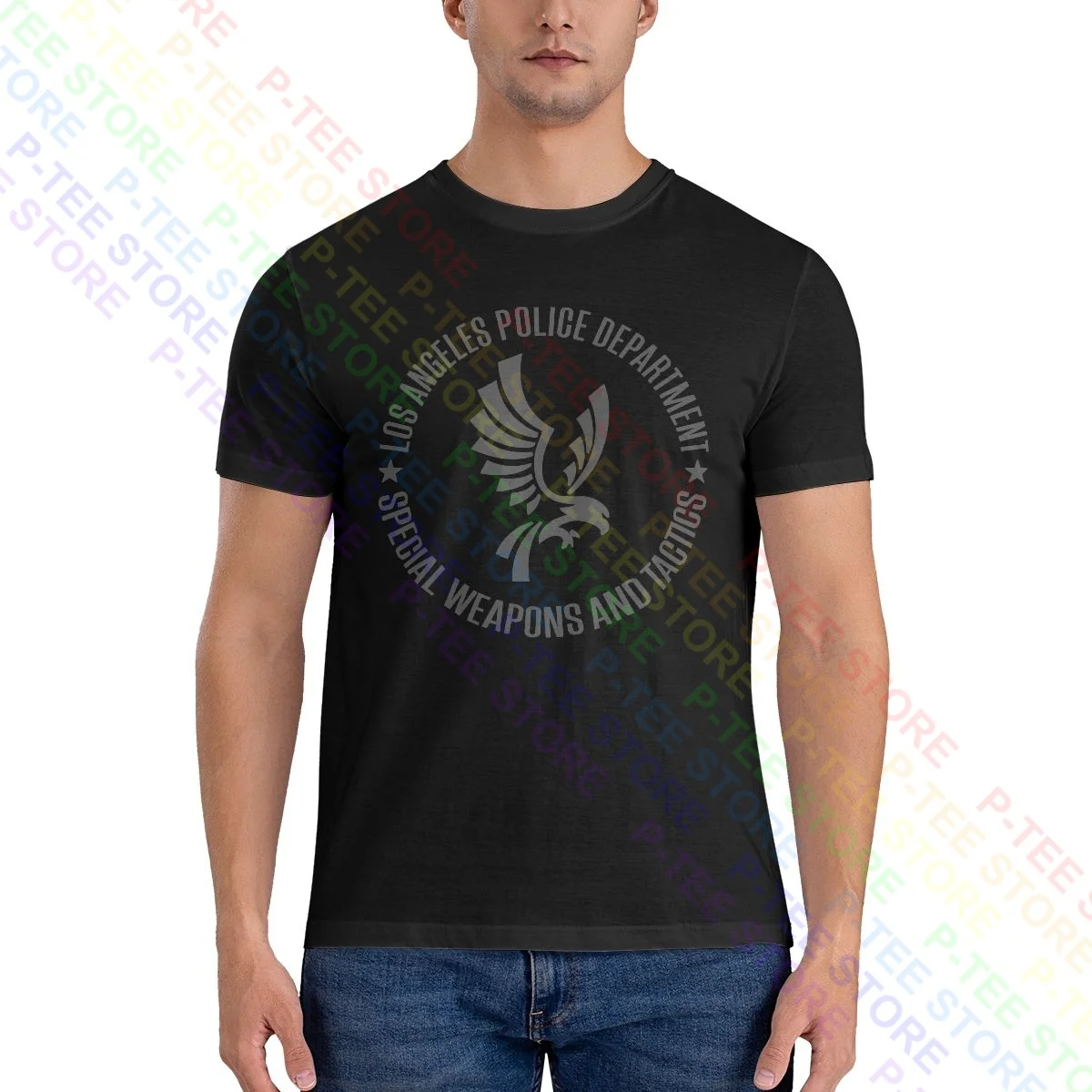 Polizia Swat Serie Tv S.W.A.T. Ispirato Los Angeles Police Dep Shirt T-Shirt Rare Splicing Tee
