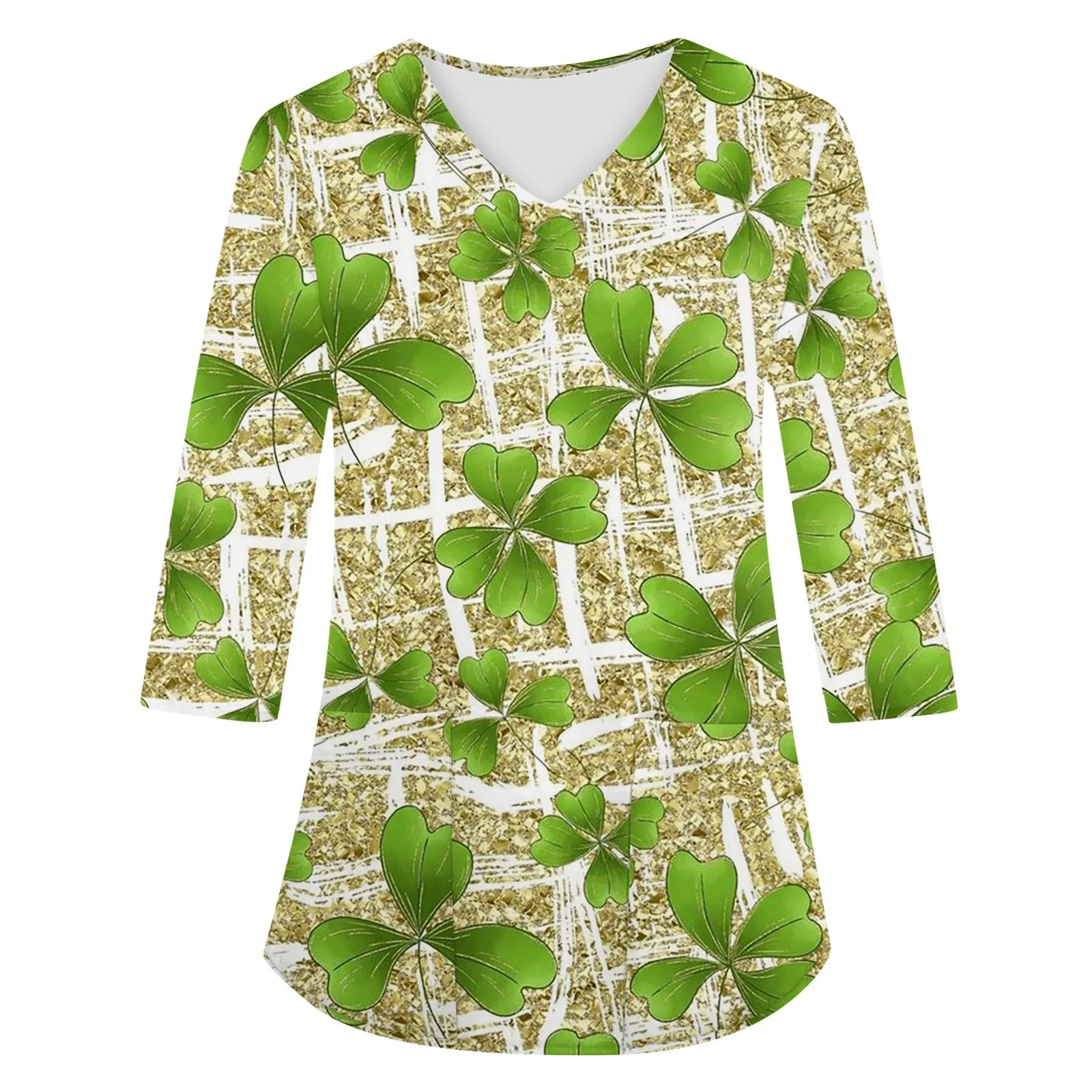 Maglietta Da Donna St. Patrick'S Day 3.17 Happy Ireland Festival Clovers 3/4 Maniche Tees Top Green Shamrock Series Pullover Top