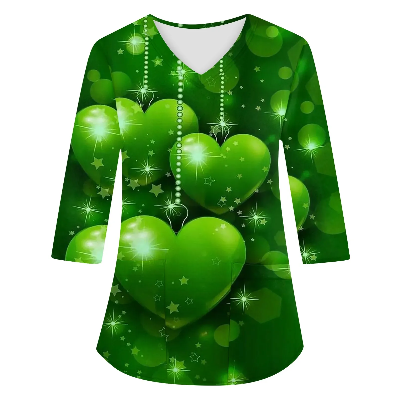 Maglietta Da Donna St. Patrick'S Day 3.17 Happy Ireland Festival Clovers 3/4 Maniche Tees Top Green Shamrock Series Pullover Top