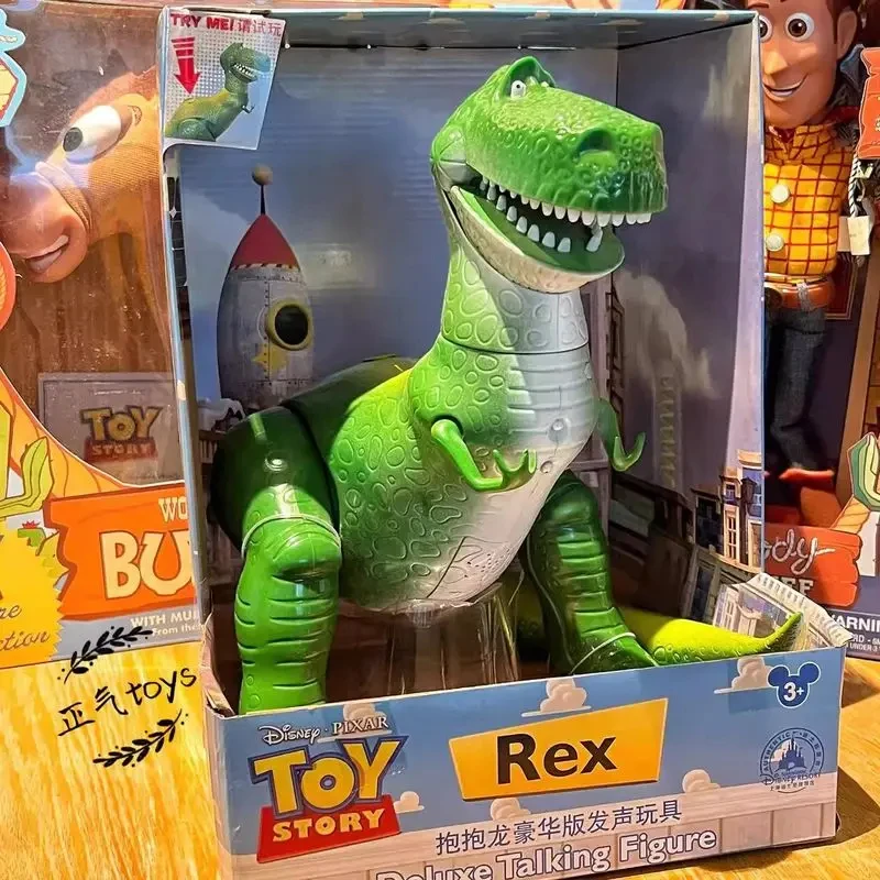 Genuine Disney Toy Story Dinosaur Rex Woody Bass Lightyear Sounding Deluxe Talking Mobile Figure Doll Birthday Collection