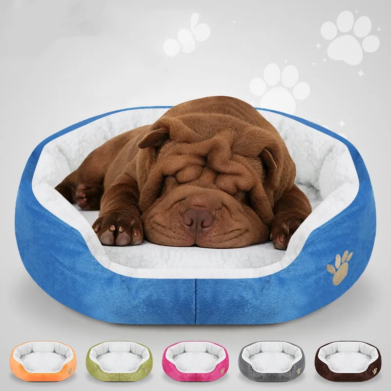 Pet Dog Bed Cashmere Warming Hot Dog Bed House Soft Dog Lounger Nest Cestini Per Cani Autunno Inverno Peluche Kennel Per Forniture Per Cuccioli Di Gat