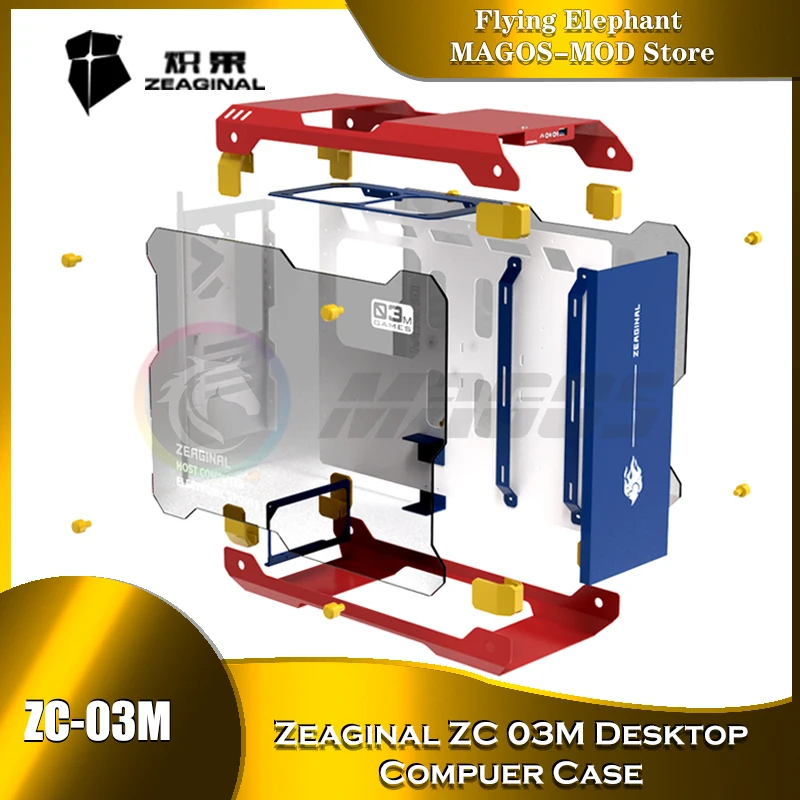 Zc 03M Pc Gamer Mod Case Computer Water Cooling Cabinet Full Aluminium Frame + X2 Glasses Support Matx 240/280 Water Cooler