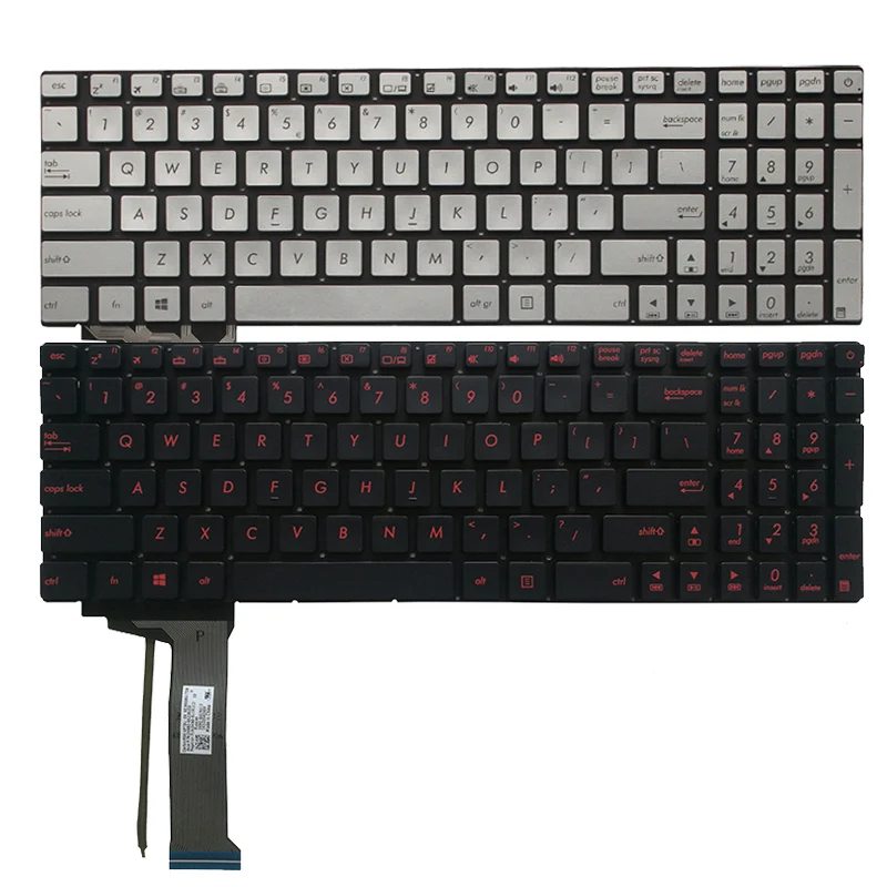 Nuovo Us Retroilluminato Tastiera Del Computer Portatile Per Asus Gl552 Gl552J Gl552Jx Gl552V Gl552Vl Gl552Vw N552Vw N552Vx G771Jm G771Jw Rosso/Argent