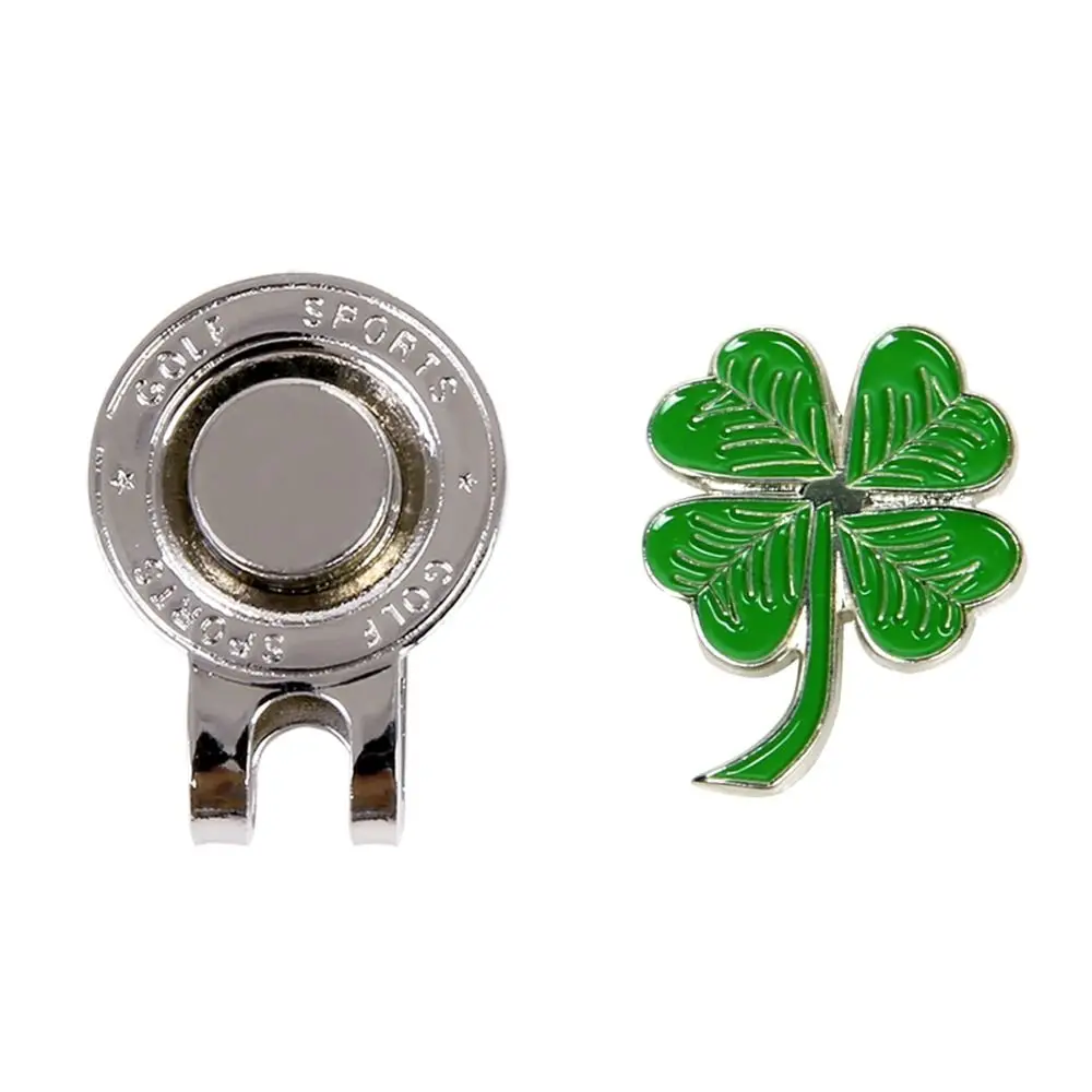 Gold Ball Coin Mark Lucky Grass Ball Token Accessori Four Leaf Clover Golf Hat Clip Golf Ball Marker Golf Cap Clip