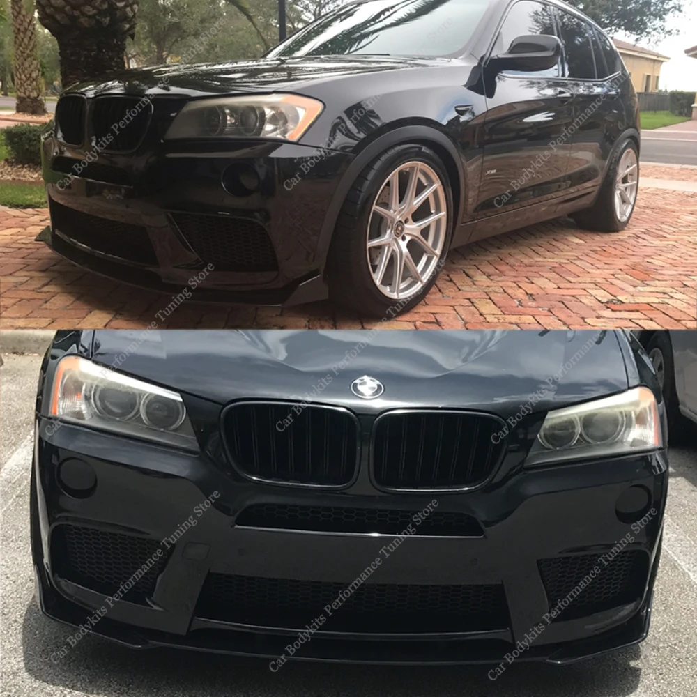 Per Bmw X3 F25 Pre-Lci 3 Pezzi Nero Lucido Paraurti Anteriore Spoiler Splitter Diffusore X3 35I 35D 30I 30D M Pack 2010-2014 Tuning