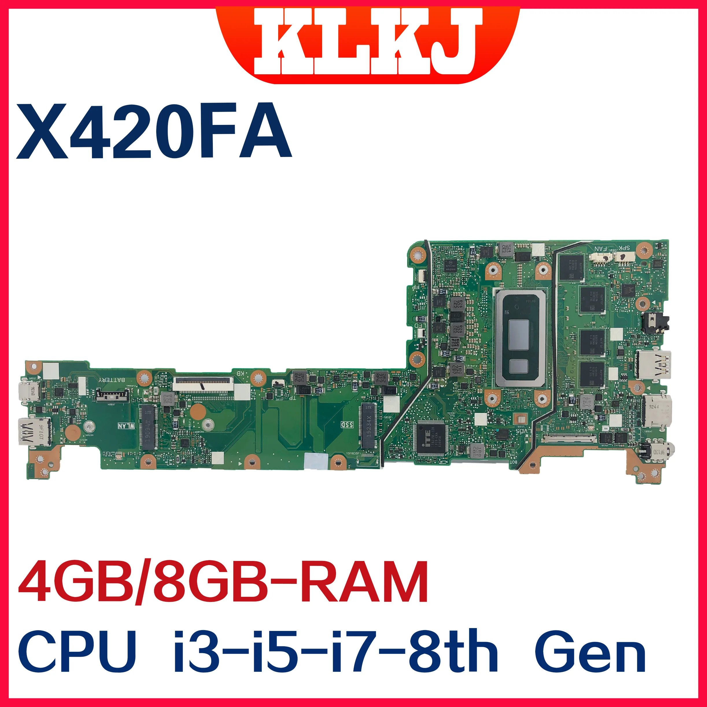 Scheda Madre Del Computer Portatile Dinzi X420Fa Per Scheda Madre Asus Vivobook 14 X420 X420F X420Fa Con I3-8145U I5-8265U I7-8565U 4Gb/8Gb-Ram