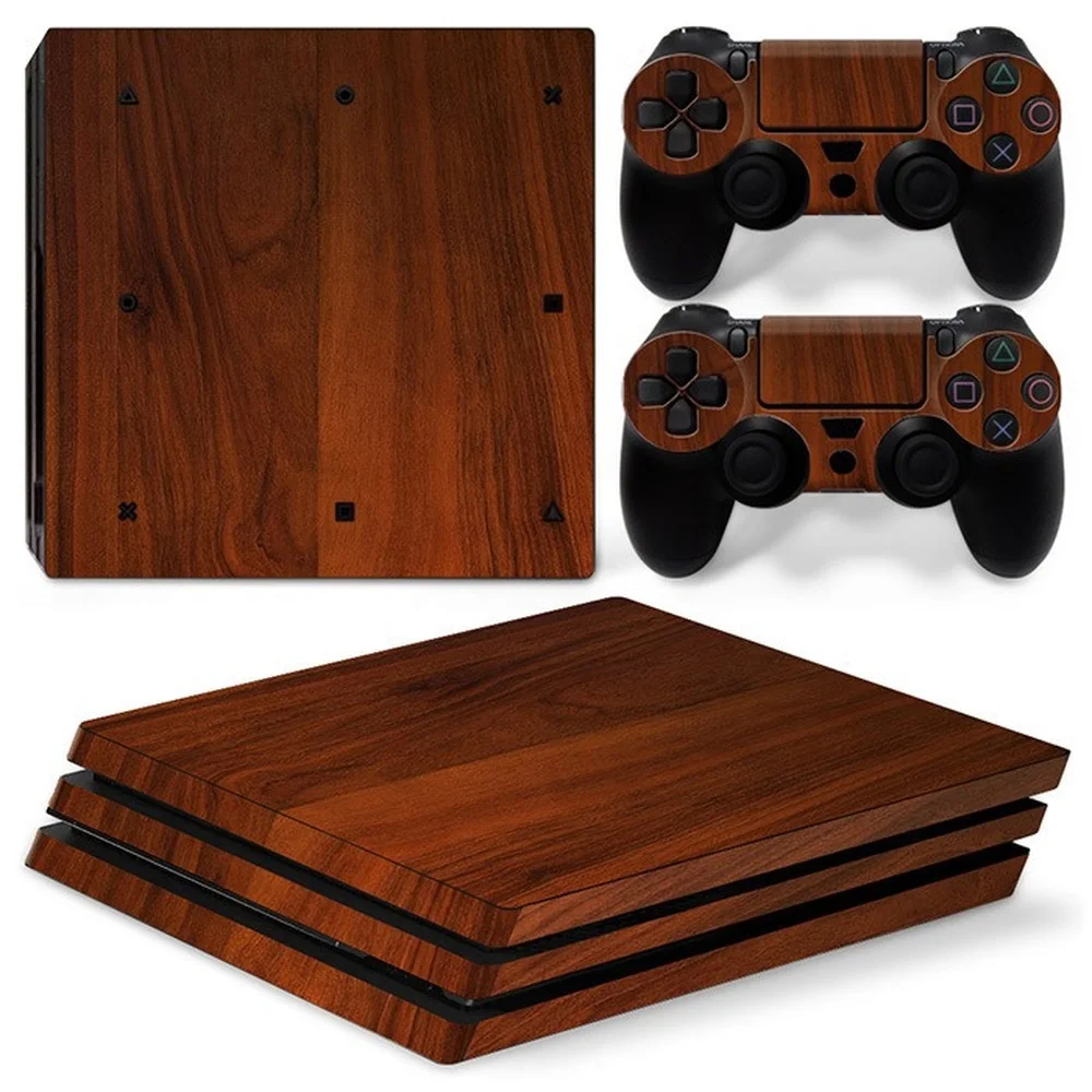 Per Ps4 Pro Wood Grain Pvc Skin Vinyl Sticker Decalcomania Cover Console Dualsense Controller Adesivo Protettivo Antipolvere