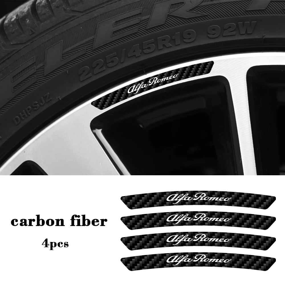 4 Pz Nero In Fibra Di Carbonio Ruote Cerchi Adesivi Decalcomania Accessori Auto Per Alfa Romeo Sportiva Giulia Giulietta 159 156 147 Mito