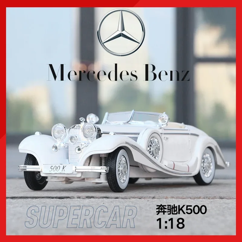 Diecast Maisto 1:18 Scale Mercedes-Benz 500K Classic Car Original Factory Model Simulazione Lega Car Model Collection Toy Gift