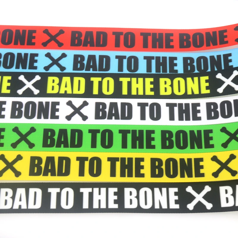 Dhk 7/8'' 5Yards Bad To The Bone Dog Printed Grosgrain Ribbon Accessories Material Headwear Decoration Diy Sewing Craft E2021