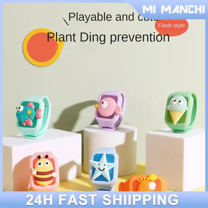 Cartoon Mosquito Repellent Anti Insect Bracelet Plant Essential Oil Mosquito Repellent Ring Baby Kid Wristband Watch Glowing