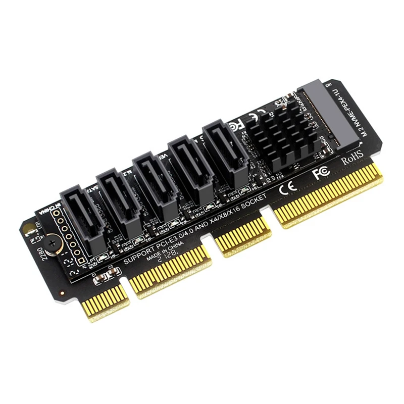 Scheda Adattatore Da Pci-E A Sata 5 Porte Per Pci-E X4 Pci-E X8 Pci-E X16 Supporto Os X/Windows7/8/10 Multi-System Plug And Play