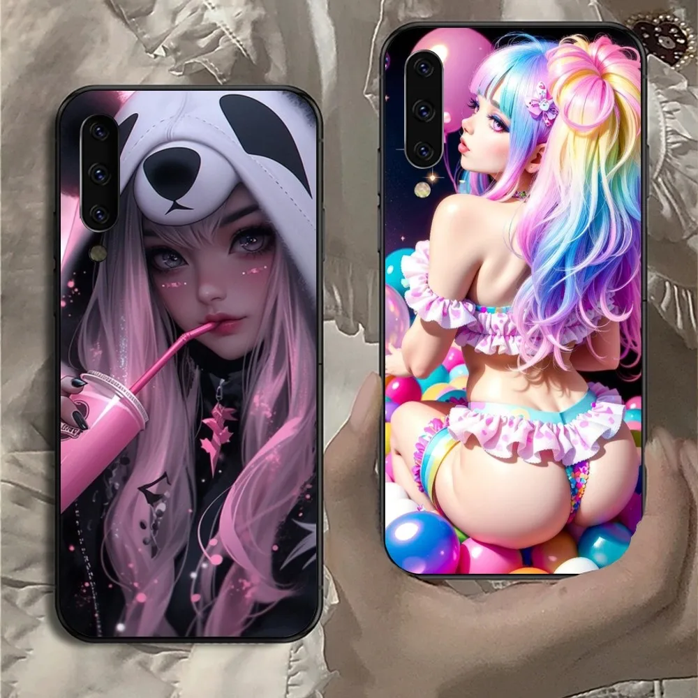Sweet Girl Artist Mobil Custodia Per Cellulare Per Samsung Note 9 10 20 Plus Pro Ultra J6 J5 J7 J8 Cover Morbida Nera Per Telefono Funda