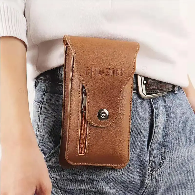 Leather Wallet Flip Phone Case For Blackview A95 A55 A100 A90 A70 Pro Belt Clip Waist Bag Holster Phone Pouch For Oscal S60 Pro