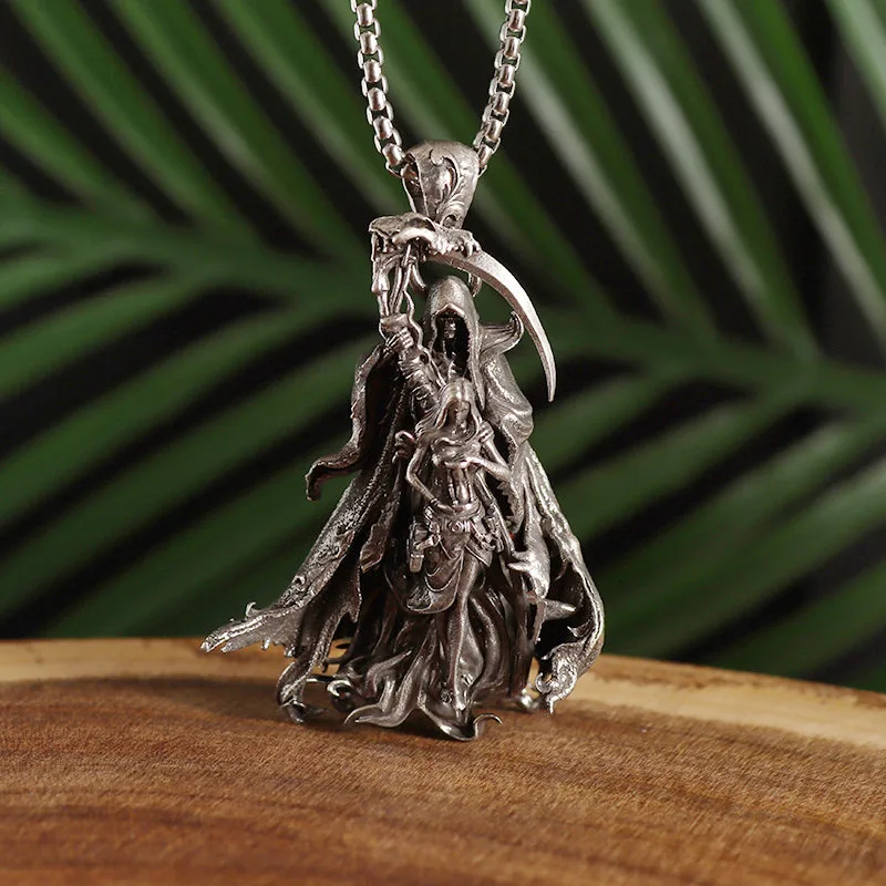The Scythe Of Death Ciondolo Devil Girl Collana Punk Hip Hop Rock Gothic Halloween Jewelry Gift