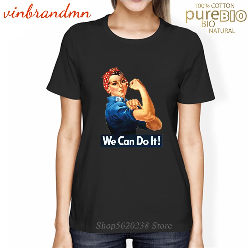 Siamo In Grado Di Farlo! Signore Tee Rosie The Riveter Poster T-Shirt Vintage Art Di Stampa Abbigliamento Di Marca Delle Donne Pantaloni A Vita Bassa 
