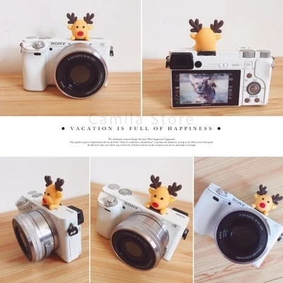Nuovo 3D Cartoon Christmas Deer Camera Torcia Hot Shoe Hotshoe Cover Per Canon Nikon Fujifilm Samsung Panasonic Leica Olympus