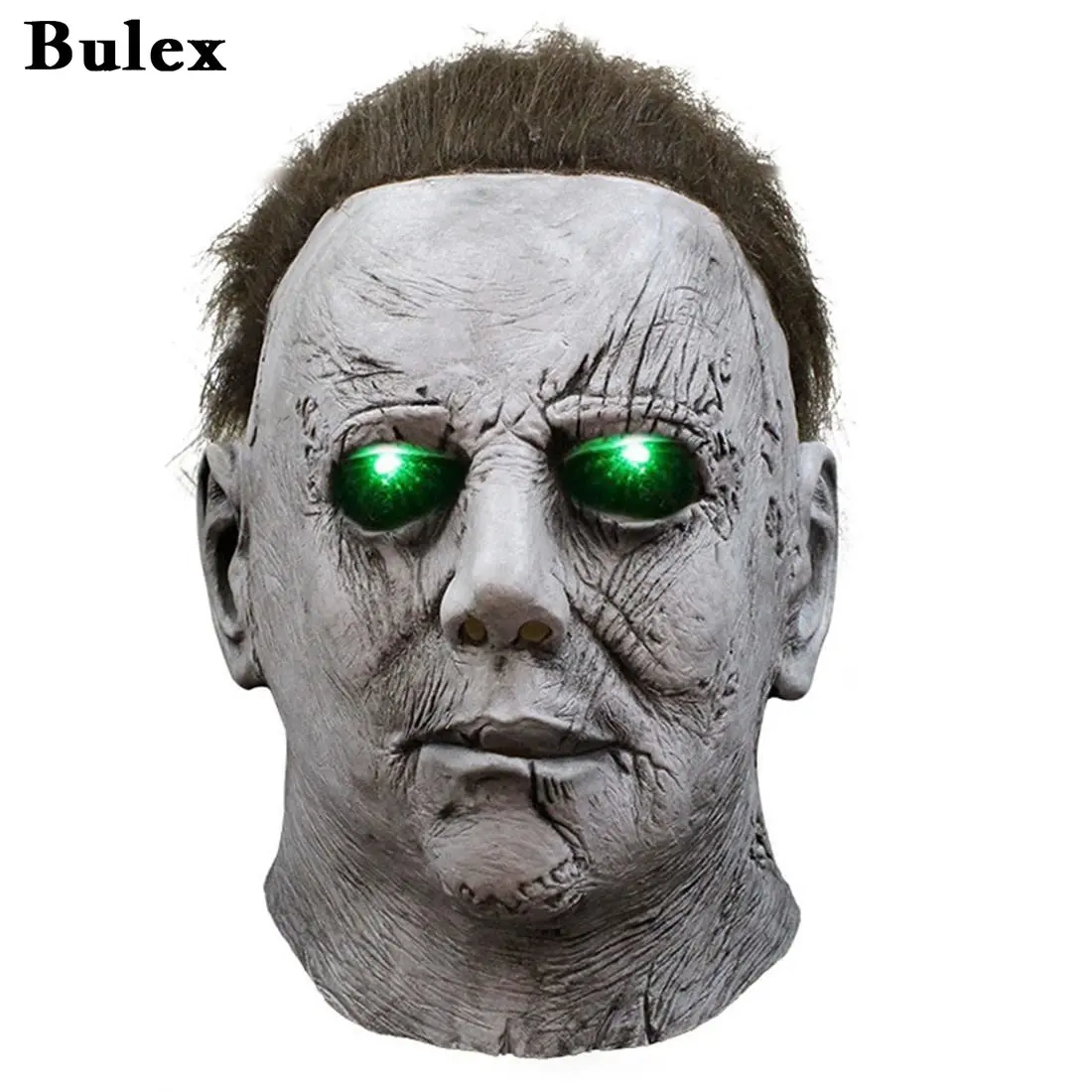 Bulex Michael Myers Glow Mask Spaventoso Halloween Killer Killer Led Light Up Latex Mask Creepy Full Face Mask Horror Puntelli Cosplay
