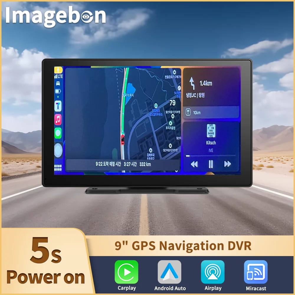 9 "Wireless Carplay Android Auto Dash Cam 2K Posteriore Cam Aux Bluetooth Audio Bt Telefonata Airplay Miracast Dashboard Car Dvr