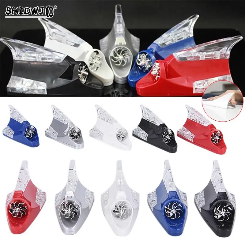 Car Wind Power Led Anti Collision Light Shark Fin Antenna Avvertimento Flash Lamp Car Warning Light Trasparente Nobattery-Powered
