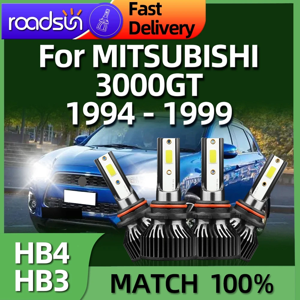4Pcs Led Car Headlight Hb3 Hb4 38000Lm 6000K Kit Lampada Cob Chip Per Mitsubishi 3000Gt 1994 1995 1996 1997 1998 1999