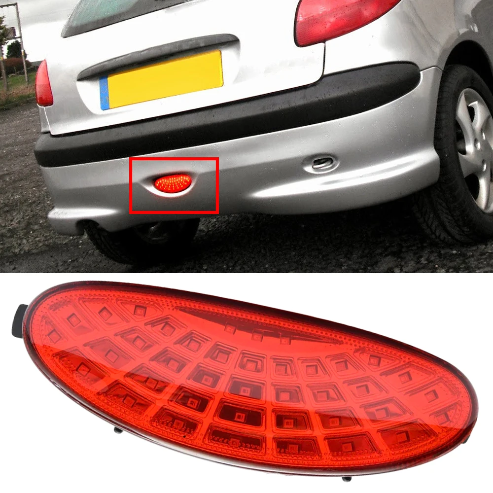 1 Pz 6351K5 Paraurti Posteriore Led Running Fendinebbia Kit Per Peugeot 206 Hatch / 206 Cc /206 Sw / 206 Gti Red Car Styling Accessori