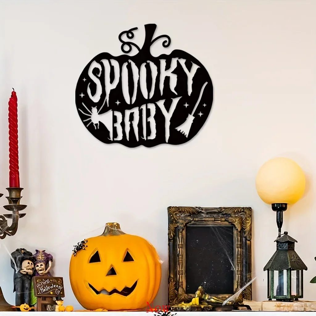 Halloween Metal Pumpkin Home Decor Indoor Outdoor Standing Flat Pumpkin Decoration Autunno Ringraziamento Halloween Decoration Wal